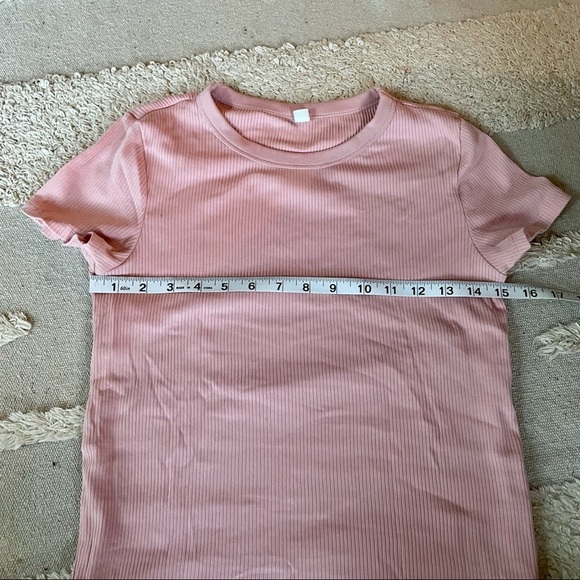 UNIQLO PINK RIBBED SHORT SLEEVES TEE - S - Picture 9 of 10